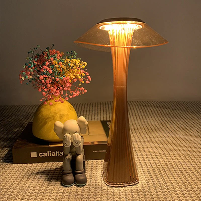 Fluted Glass Table Lamp with Clear Disc Shade - Image 6