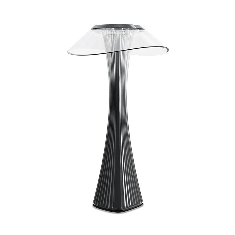Fluted Glass Table Lamp with Clear Disc Shade - Image 9