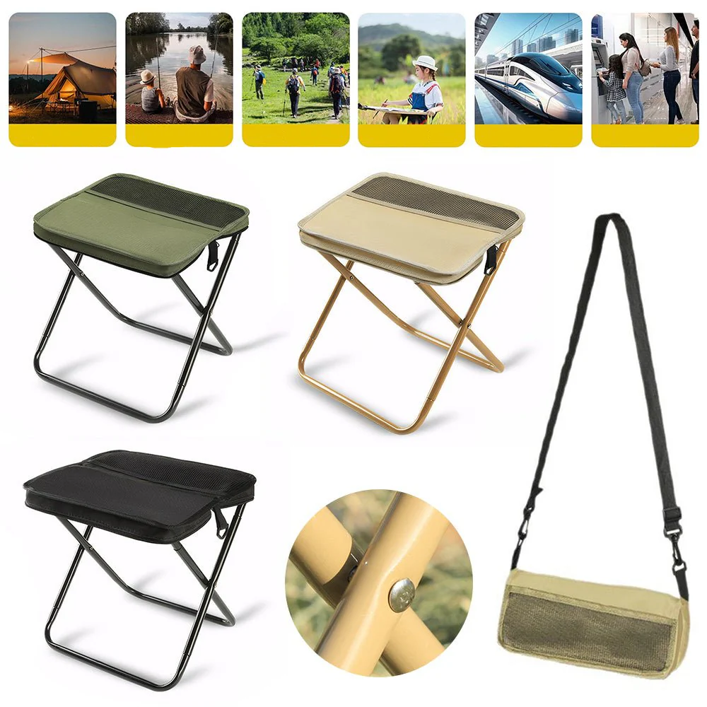 Foldable Camping Stool with Carry Bag Portable Seat Chair - Image 2