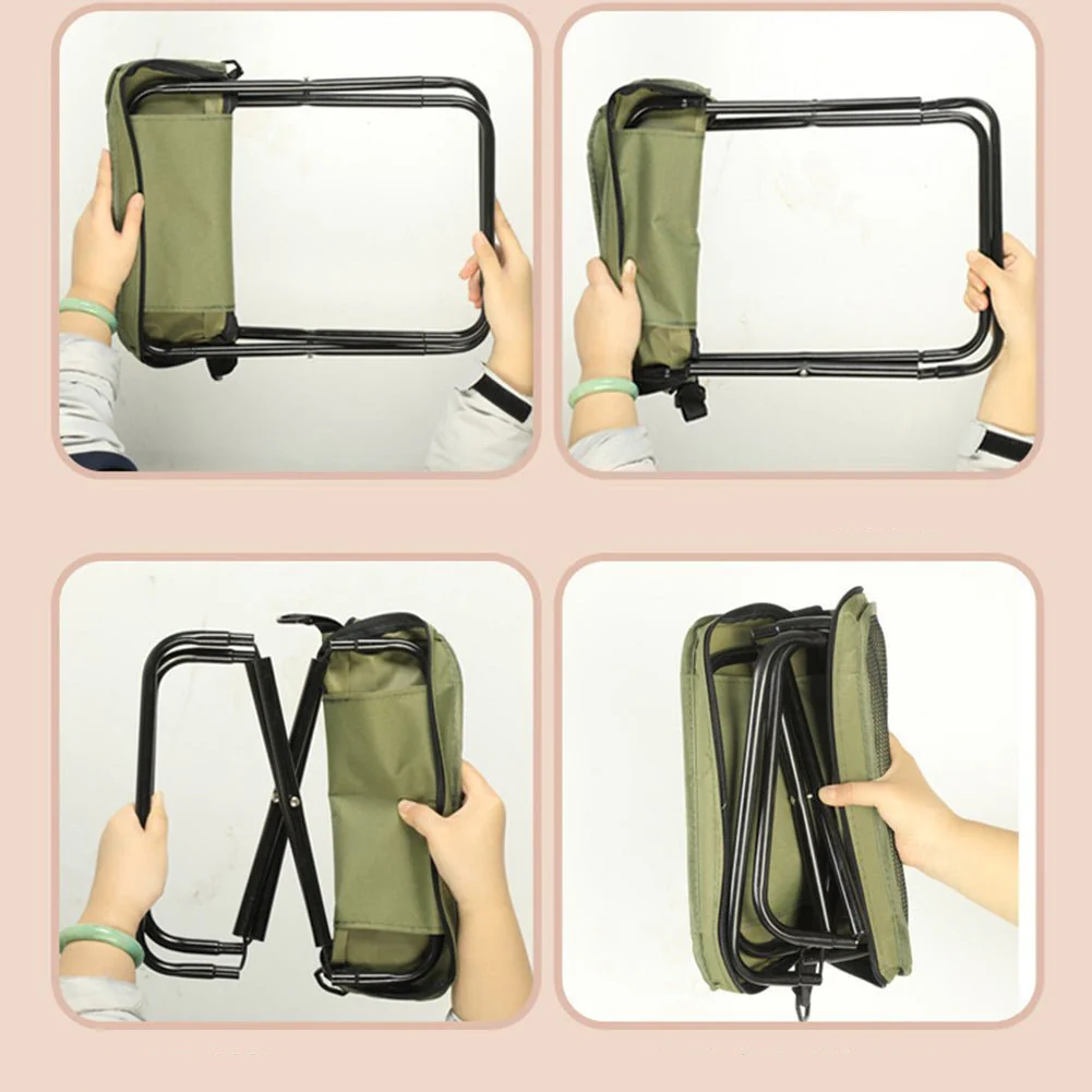 Foldable Camping Stool with Carry Bag Portable Seat Chair - Image 4
