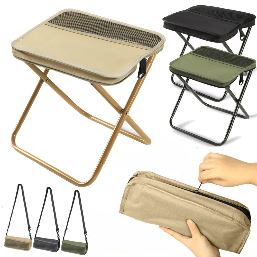 Foldable Camping Stool with Carry Bag Portable Seat Chair - Image 5