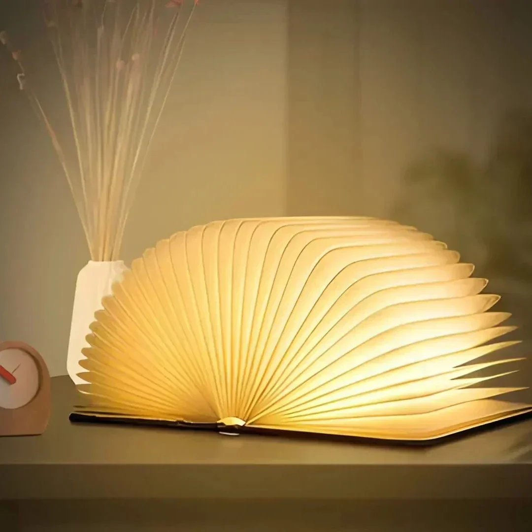 Folding Book LED Table Lamp with Warm Ambient Light - Image 3