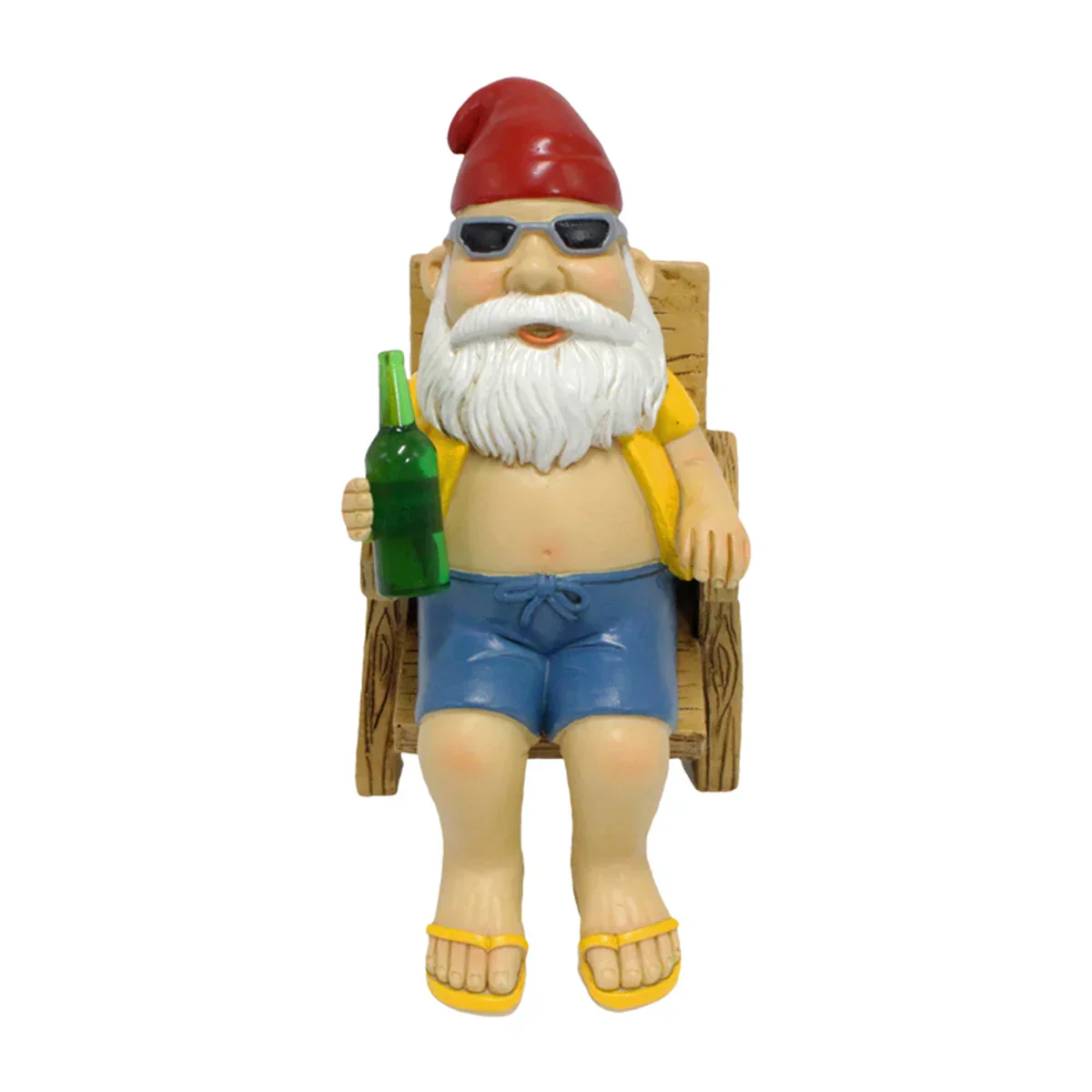 Garden Gnome Statue Sitting on Chair with Bottle - Image 6