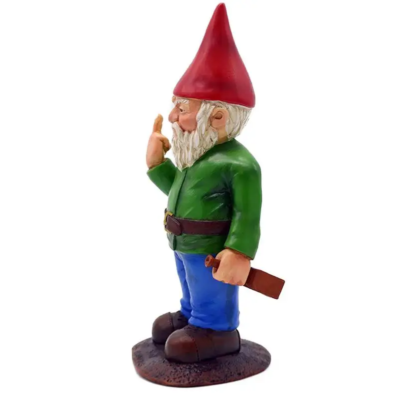 Garden Gnome Statue with Hand Sign Resin Outdoor Figurine - Image 4