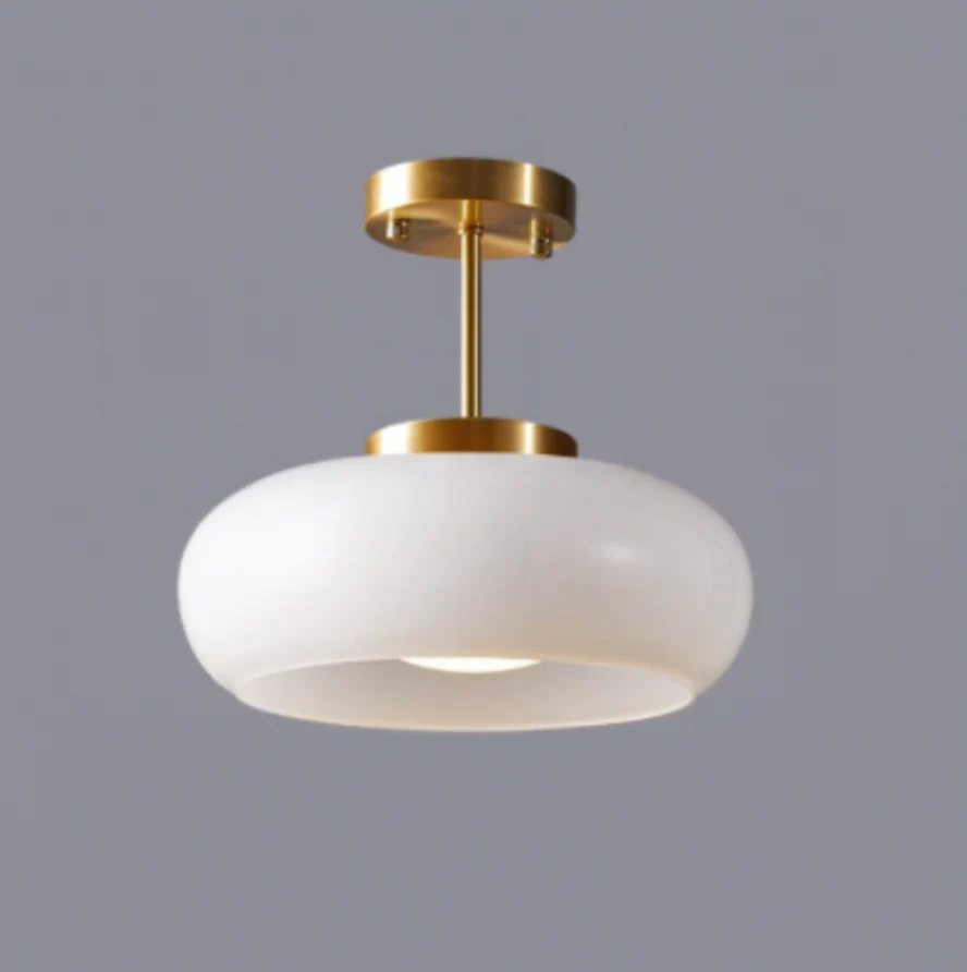 Glass Ceiling Light with Rounded Shade and Metal Stem - Image 6