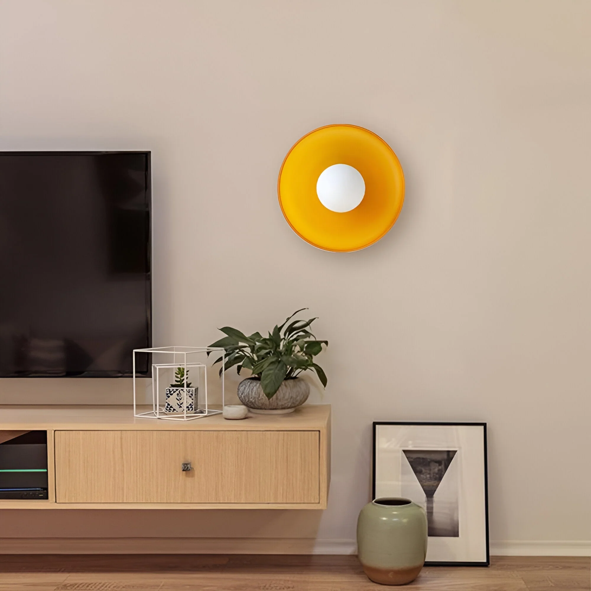 Glass Disc Ceiling and Wall Light with Central Globe - Image 10