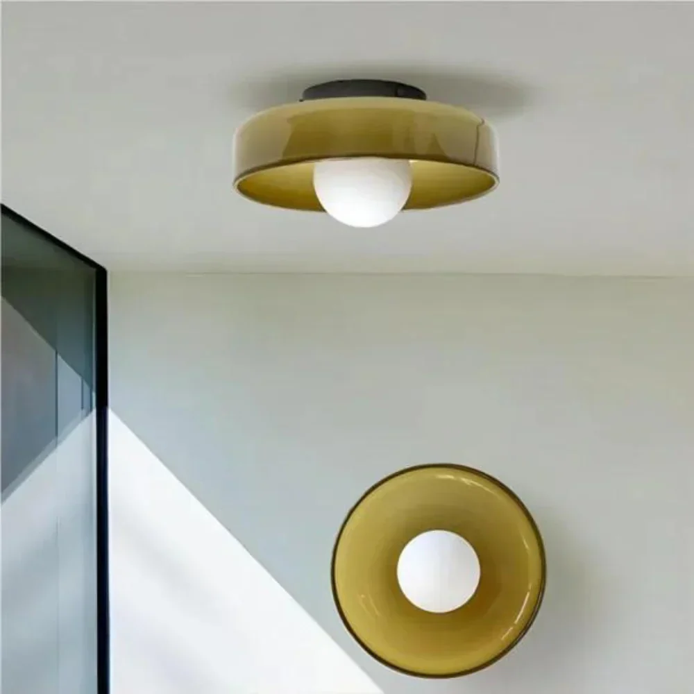 Glass Disc Ceiling and Wall Light with Central Globe - Image 2