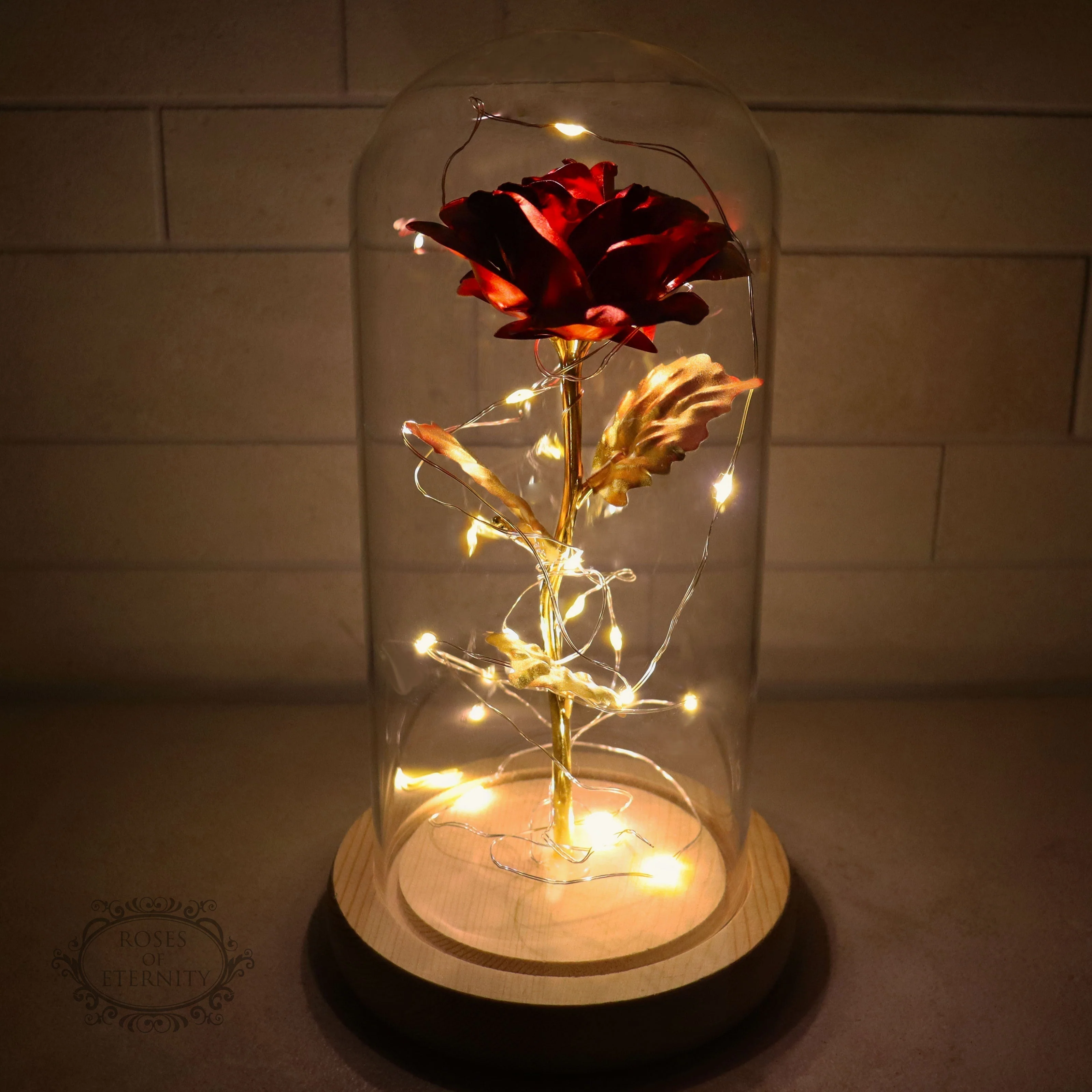 Glass Dome LED Rose Decorative Table Light - Image 2