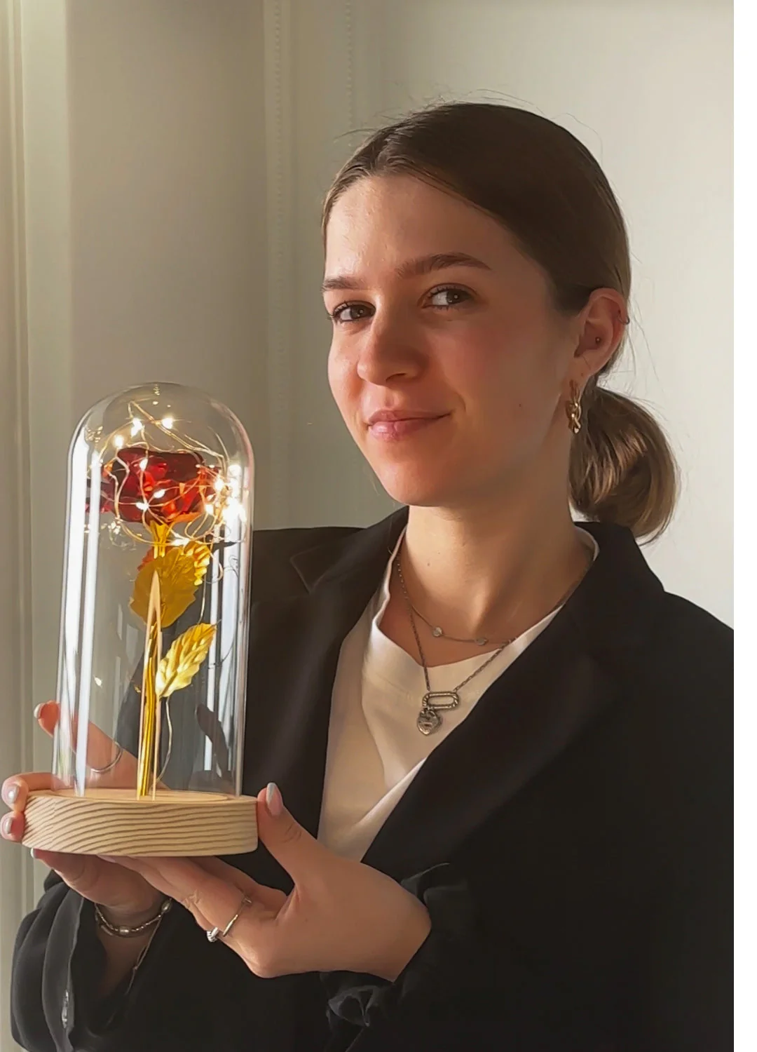 Glass Dome LED Rose Decorative Table Light - Image 3