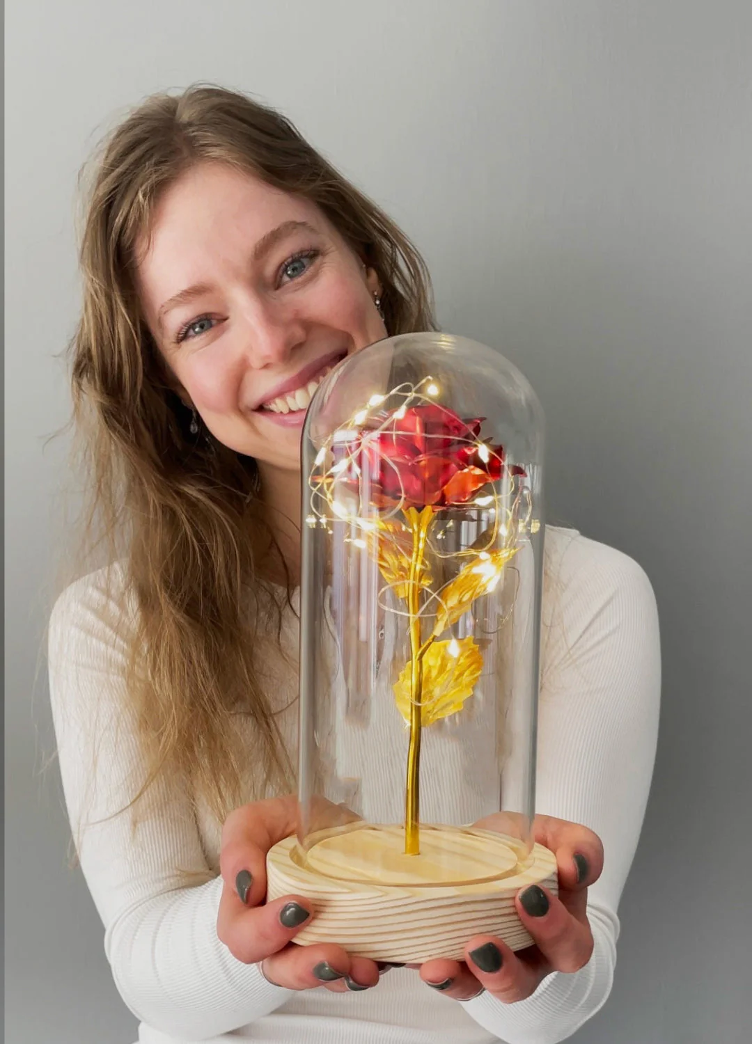 Glass Dome LED Rose Decorative Table Light - Image 4
