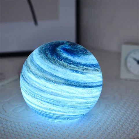 Glass Look Sphere LED Table Lamp with Swirl Pattern Surface - Image 2
