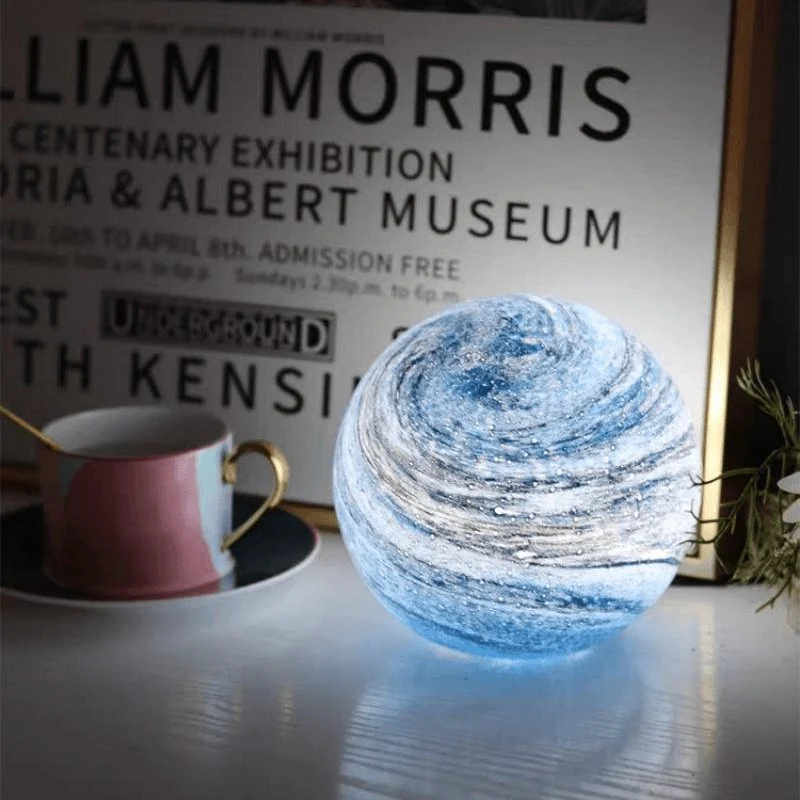 Glass Look Sphere LED Table Lamp with Swirl Pattern Surface - Image 5