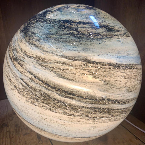 Glass Look Sphere LED Table Lamp with Swirl Pattern Surface - Image 7