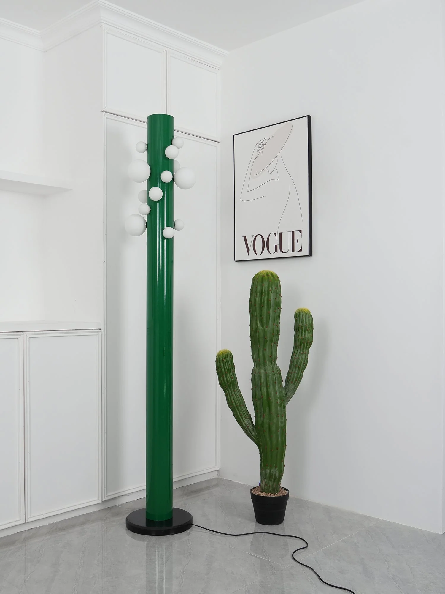 Green Floor Lamp with Vertical Column and Globe Lights - Image 10