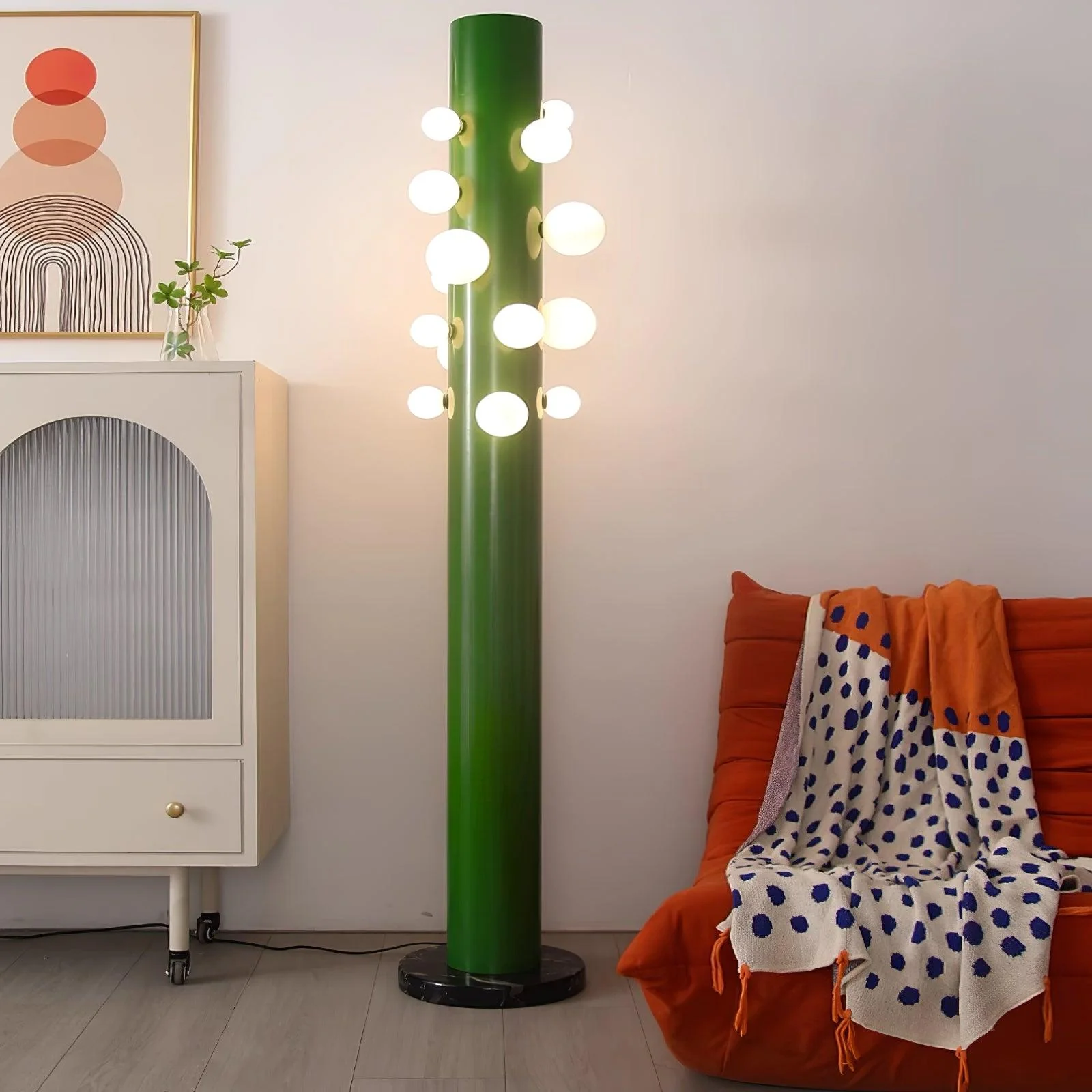 Green Floor Lamp with Vertical Column and Globe Lights - Image 19