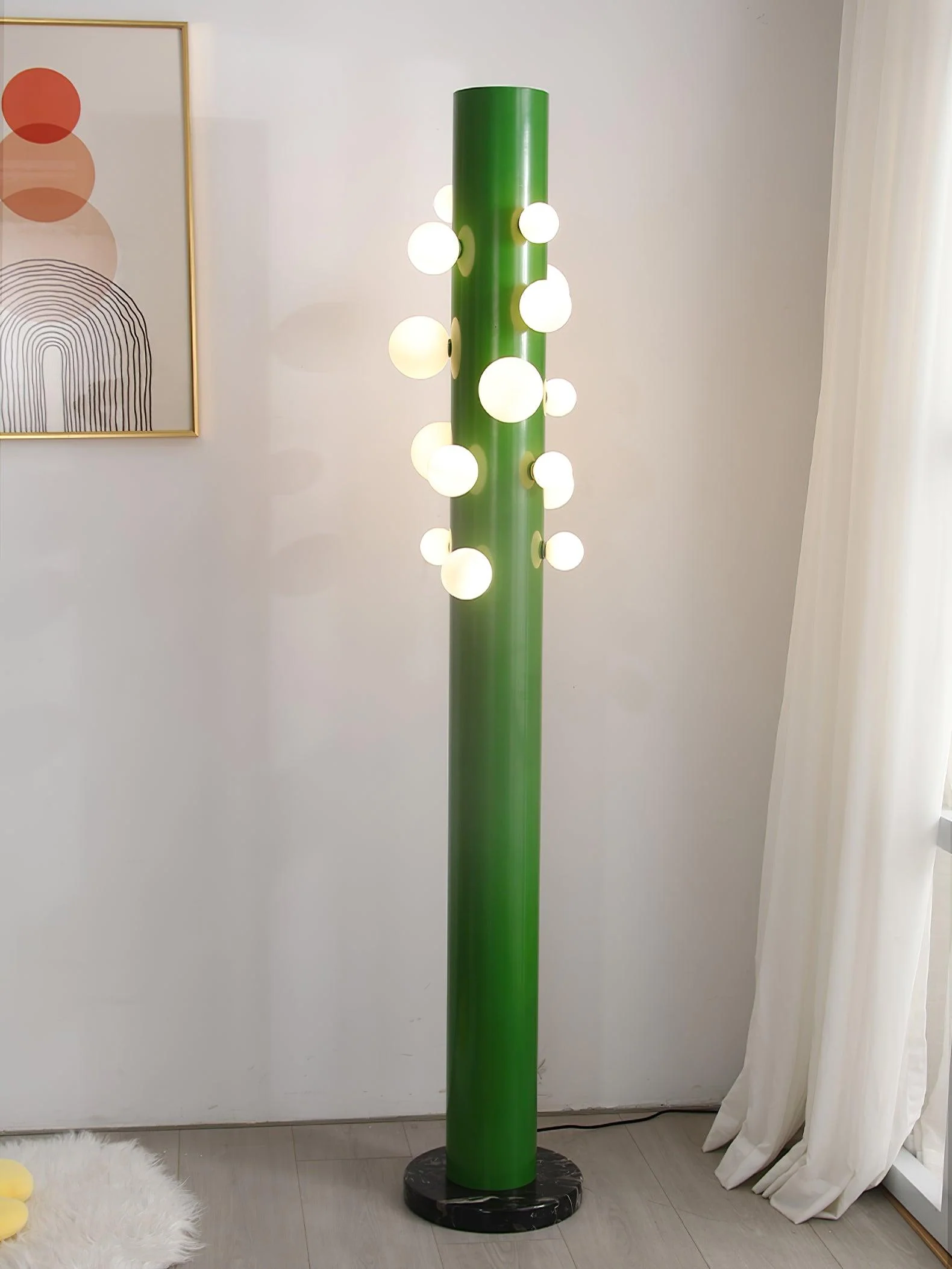 Green Floor Lamp with Vertical Column and Globe Lights - Image 20