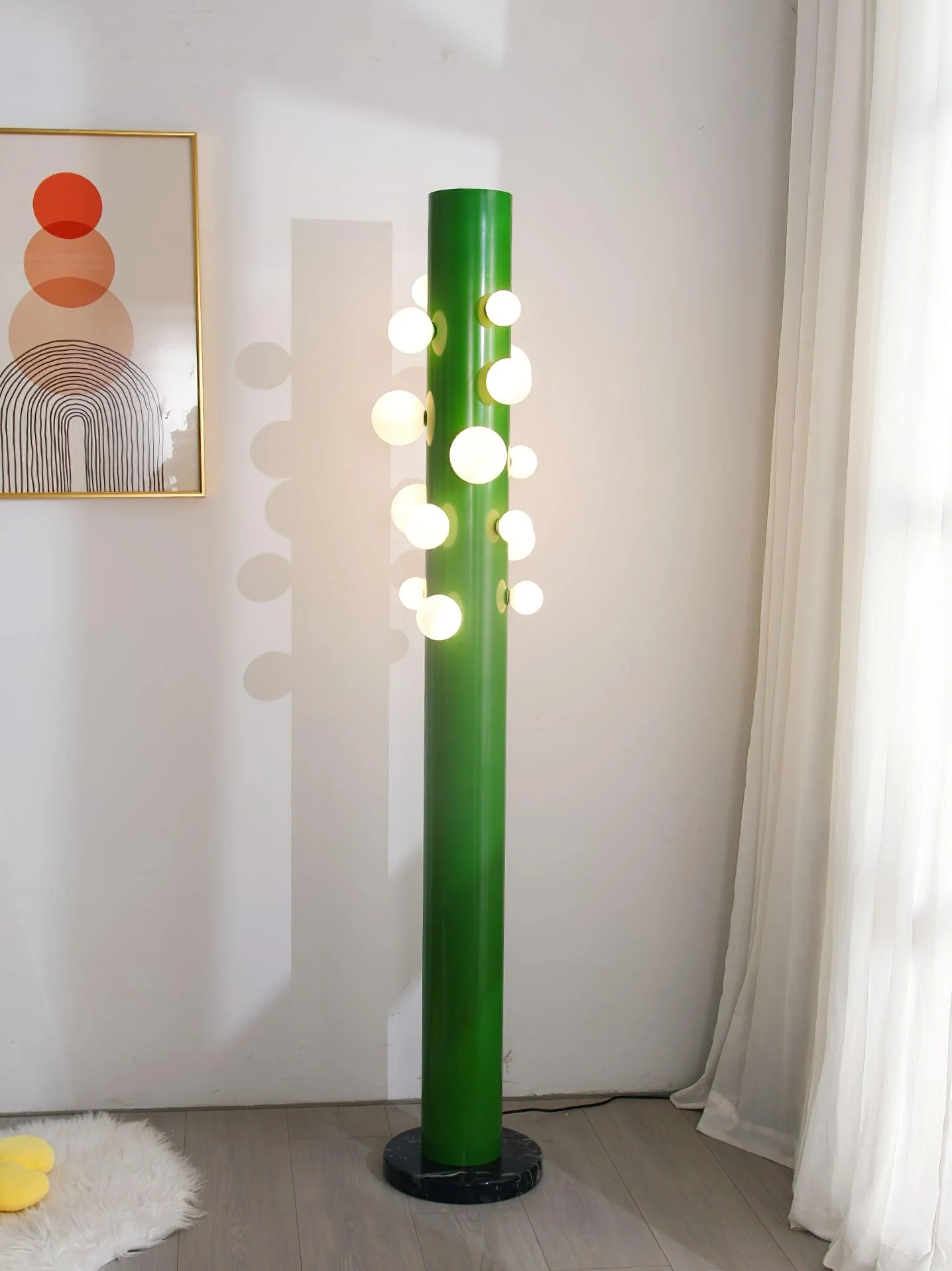 Green Floor Lamp with Vertical Column and Globe Lights - Image 21