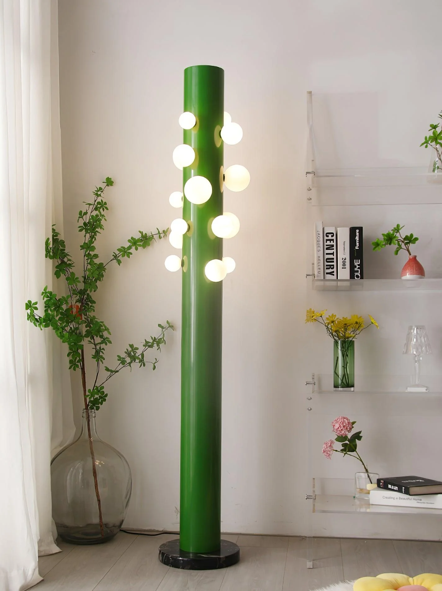 Green Floor Lamp with Vertical Column and Globe Lights - Image 23