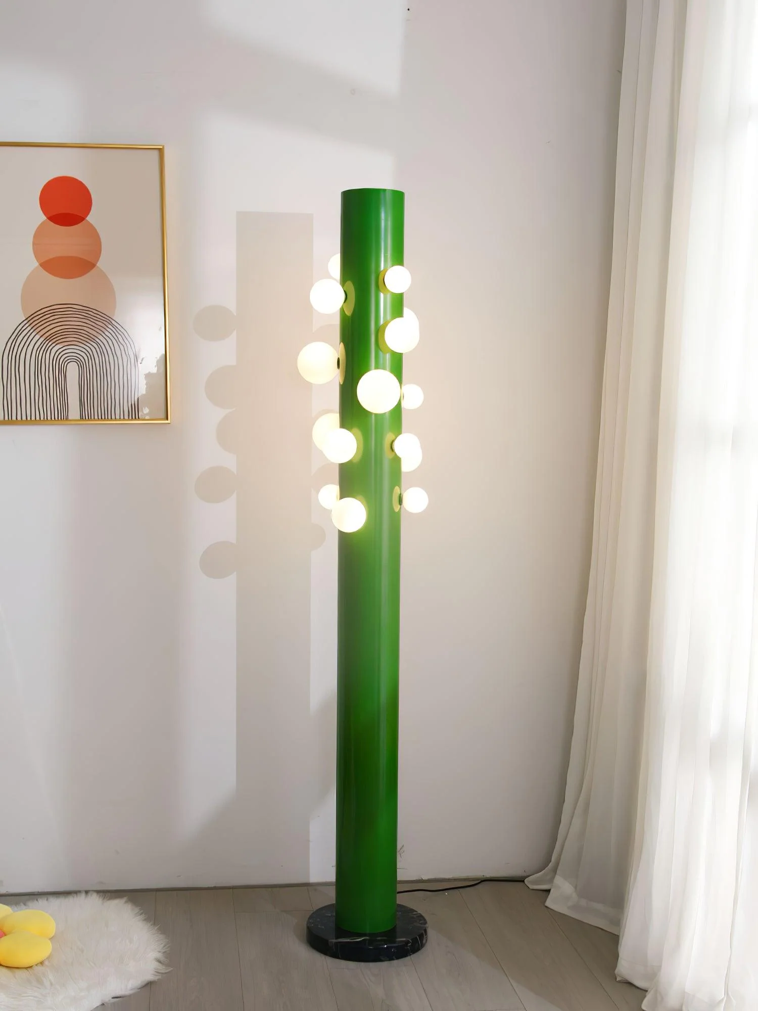 Green Floor Lamp with Vertical Column and Globe Lights - Image 28