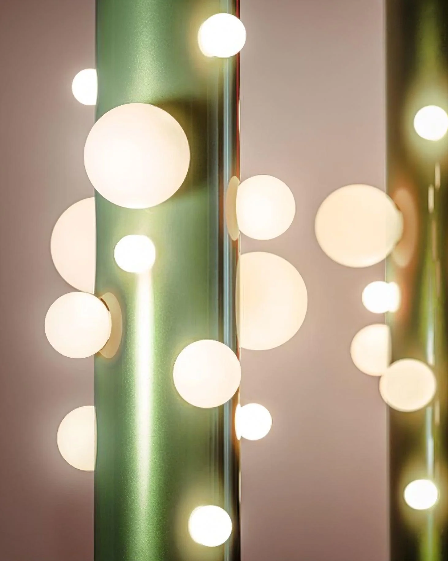 Green Floor Lamp with Vertical Column and Globe Lights - Image 4