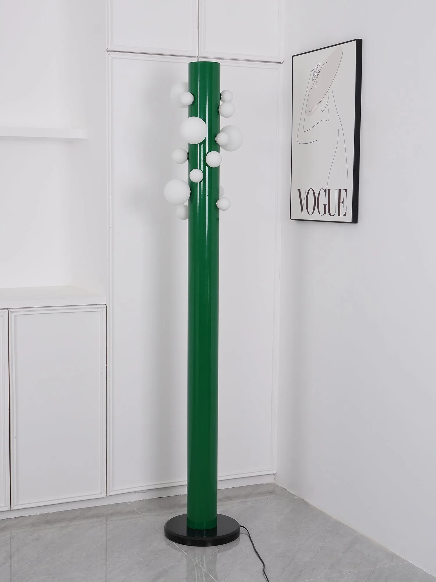 Green Floor Lamp with Vertical Column and Globe Lights - Image 6