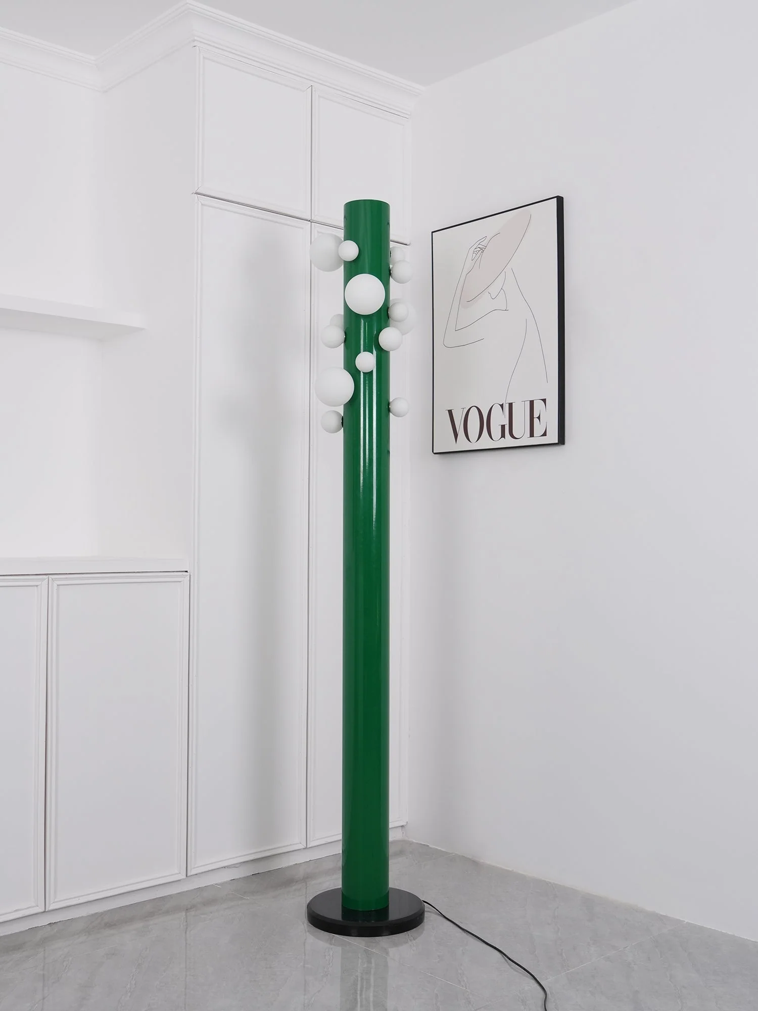 Green Floor Lamp with Vertical Column and Globe Lights - Image 7