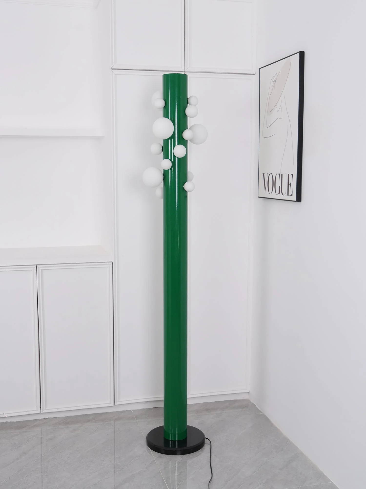 Green Floor Lamp with Vertical Column and Globe Lights - Image 8