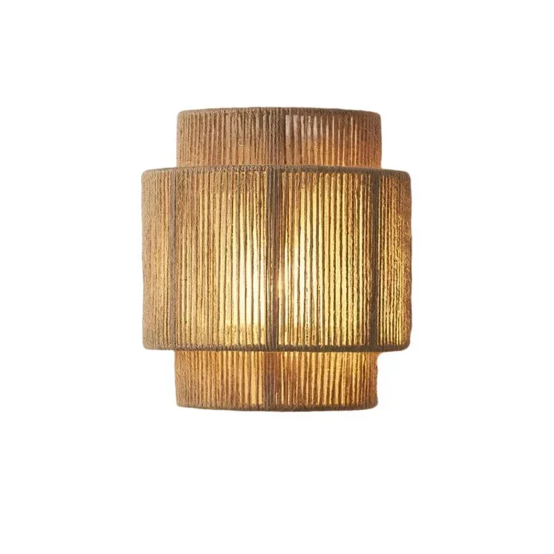 Handwoven Rattan Bamboo Wall Light - Image 3