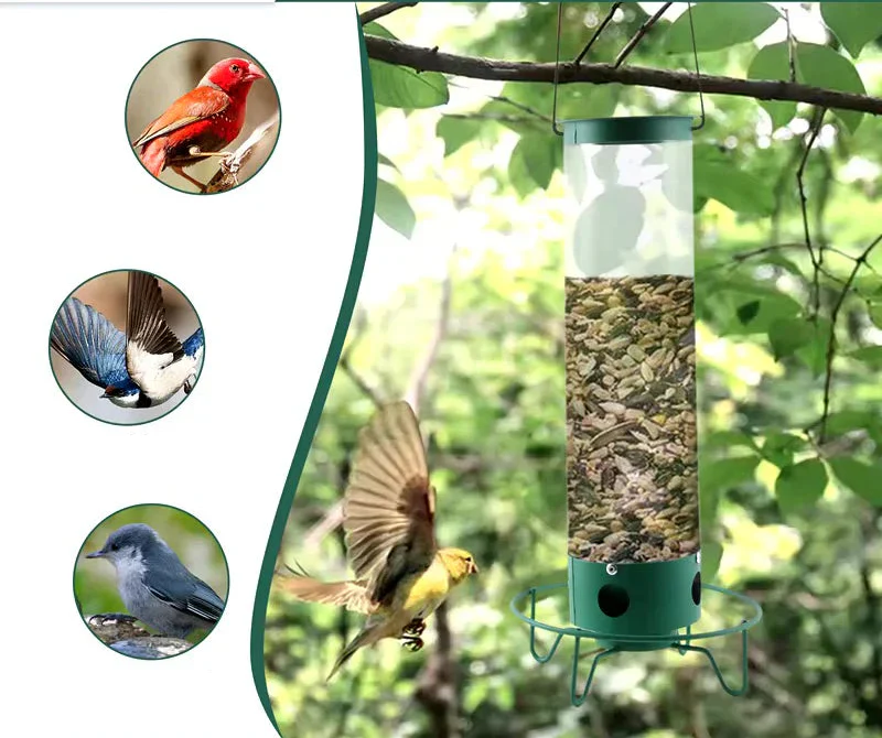 Hanging Bird Feeder with Squirrel Guard Seed Tube Feeder
