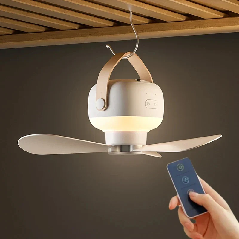 Hanging Ceiling Fan with LED Light and Remote Control