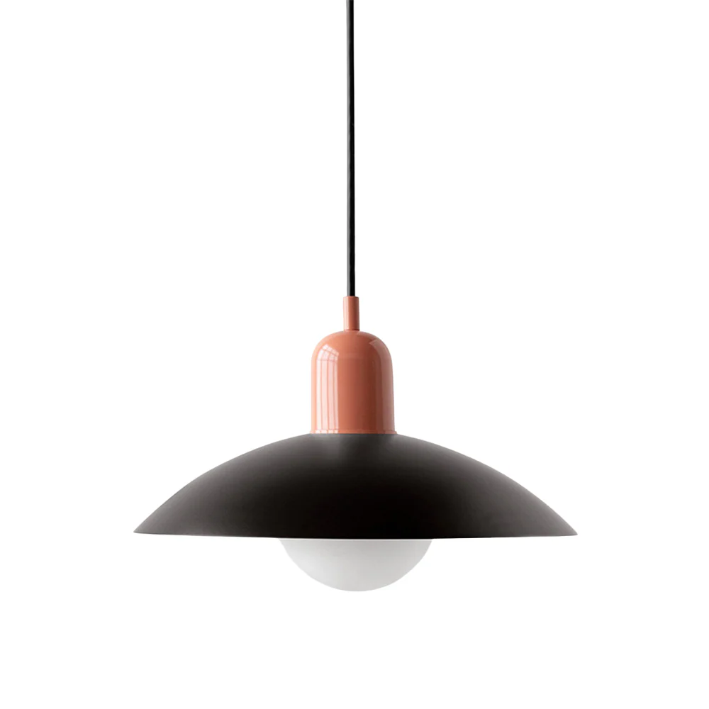 Hanging ceiling lamp with shallow curved metal shade - Image 21