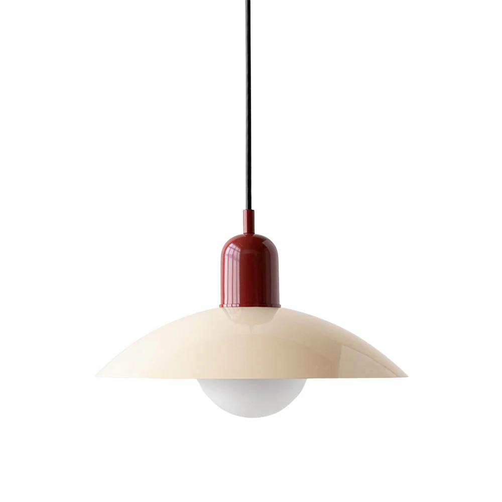 Hanging ceiling lamp with shallow curved metal shade - Image 5