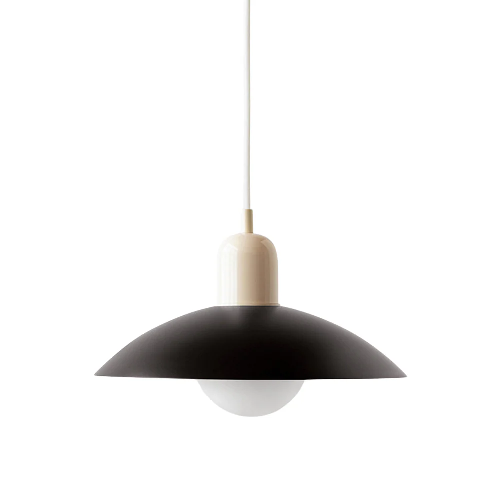 Hanging ceiling lamp with shallow curved metal shade - Image 6