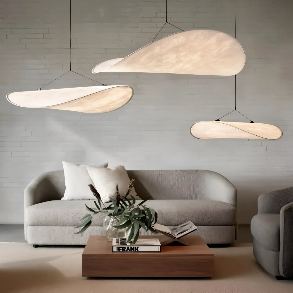 Hanging LED ceiling lamp with wave shaped panel - Image 11