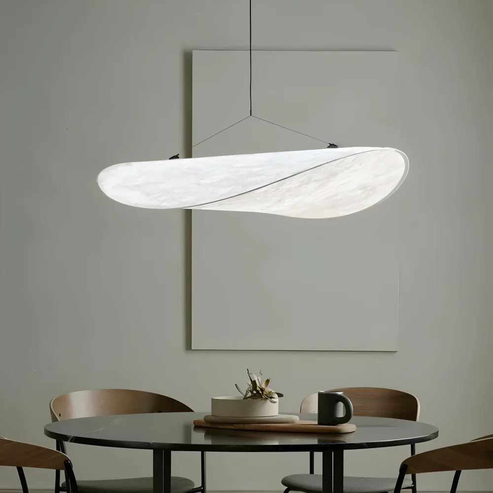 Hanging LED ceiling lamp with wave shaped panel - Image 14