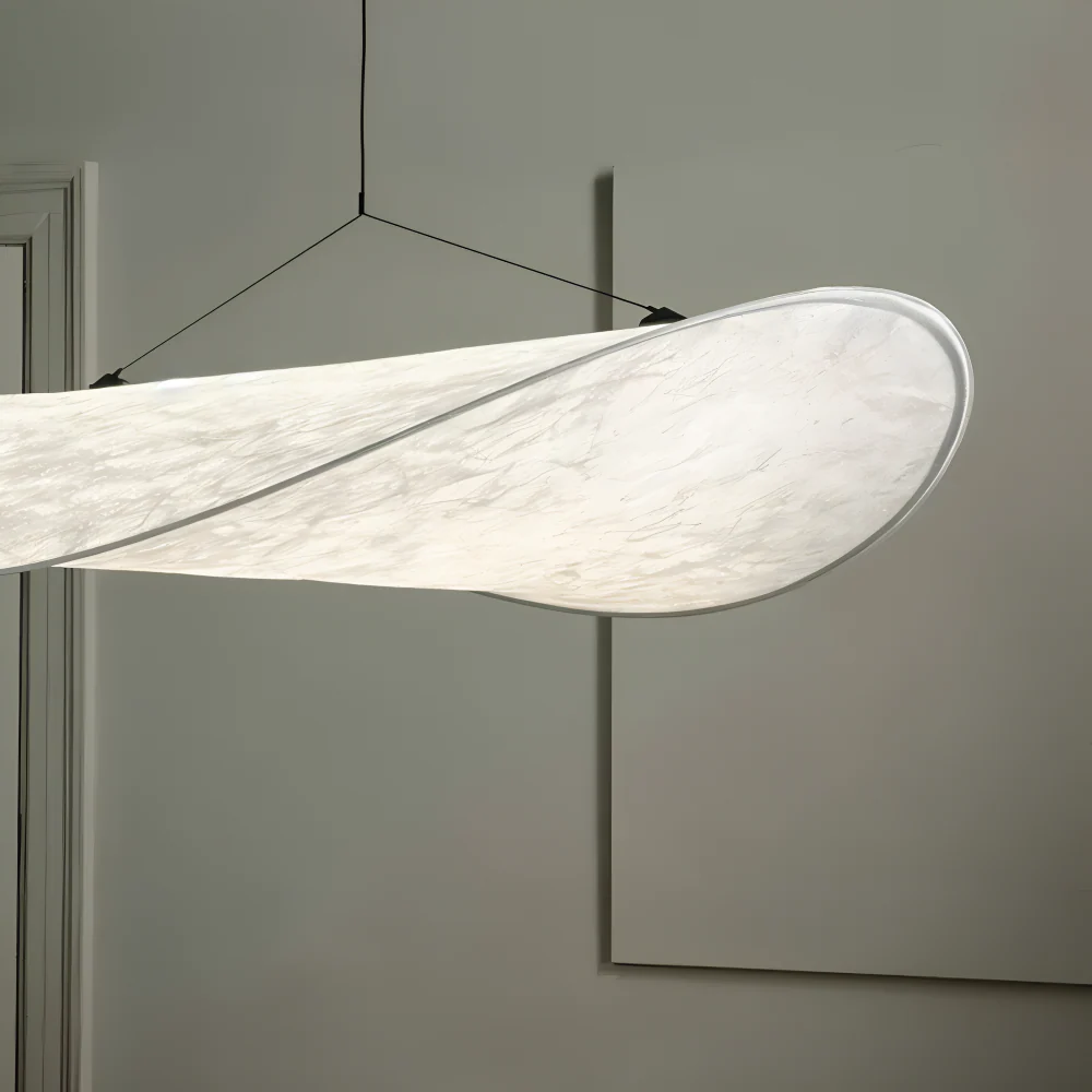 Hanging LED ceiling lamp with wave shaped panel - Image 16