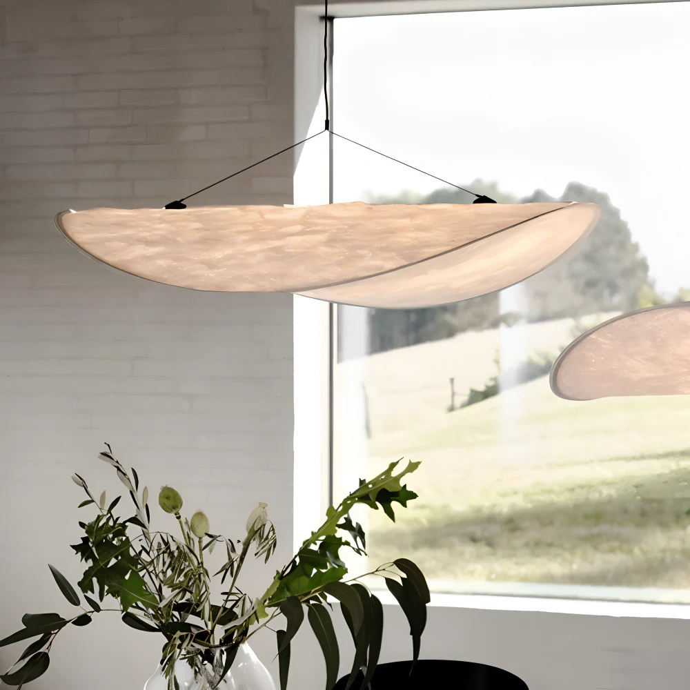 Hanging LED ceiling lamp with wave shaped panel - Image 6