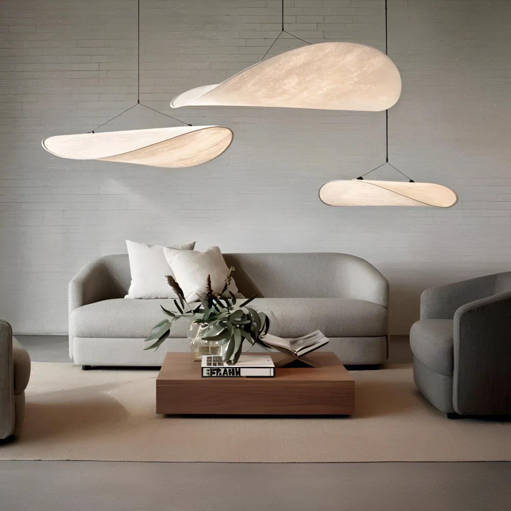 Hanging LED ceiling lamp with wave shaped panel - Image 7
