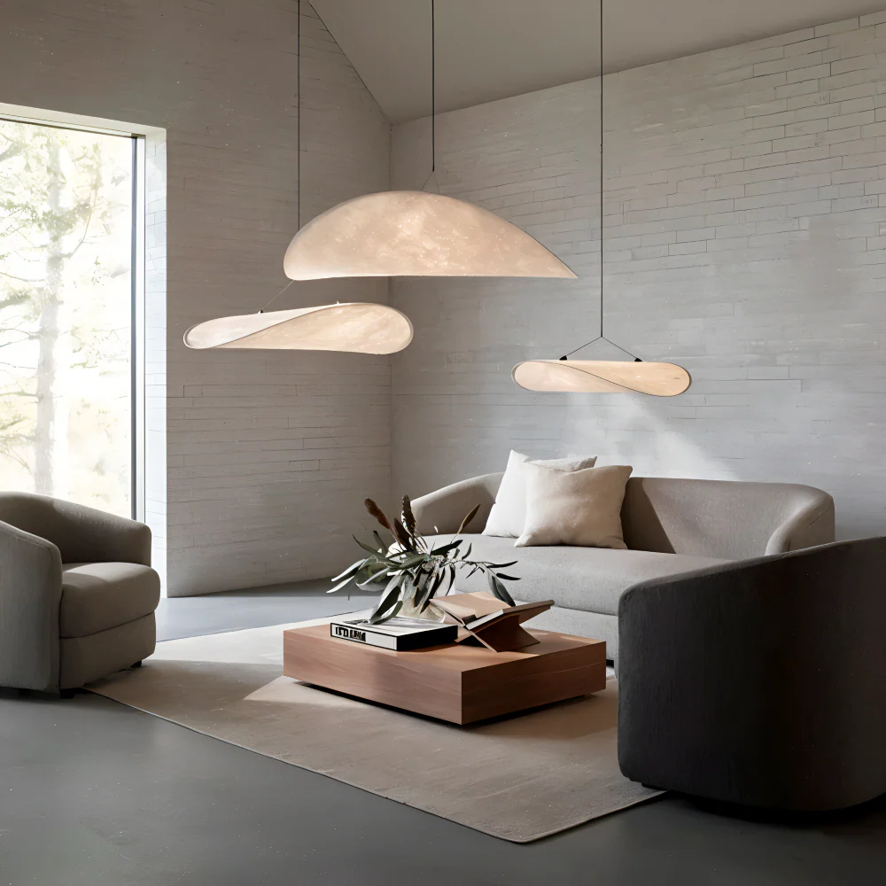Hanging LED ceiling lamp with wave shaped panel - Image 8