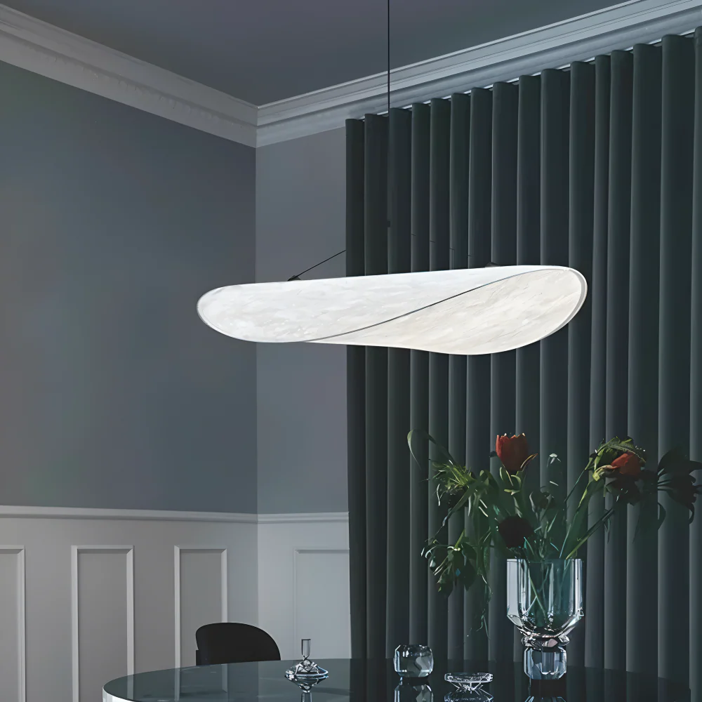 Hanging LED ceiling lamp with wave shaped panel - Image 9