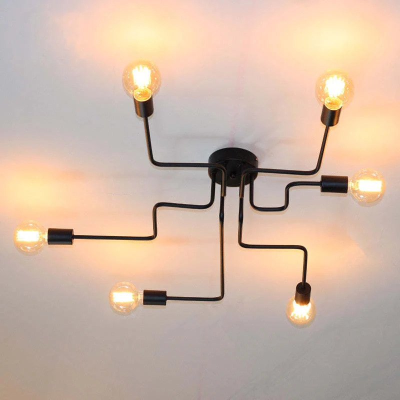 Industrial Black Ceiling Light Modern Multi Arm Sputnik Lamp - Image 10