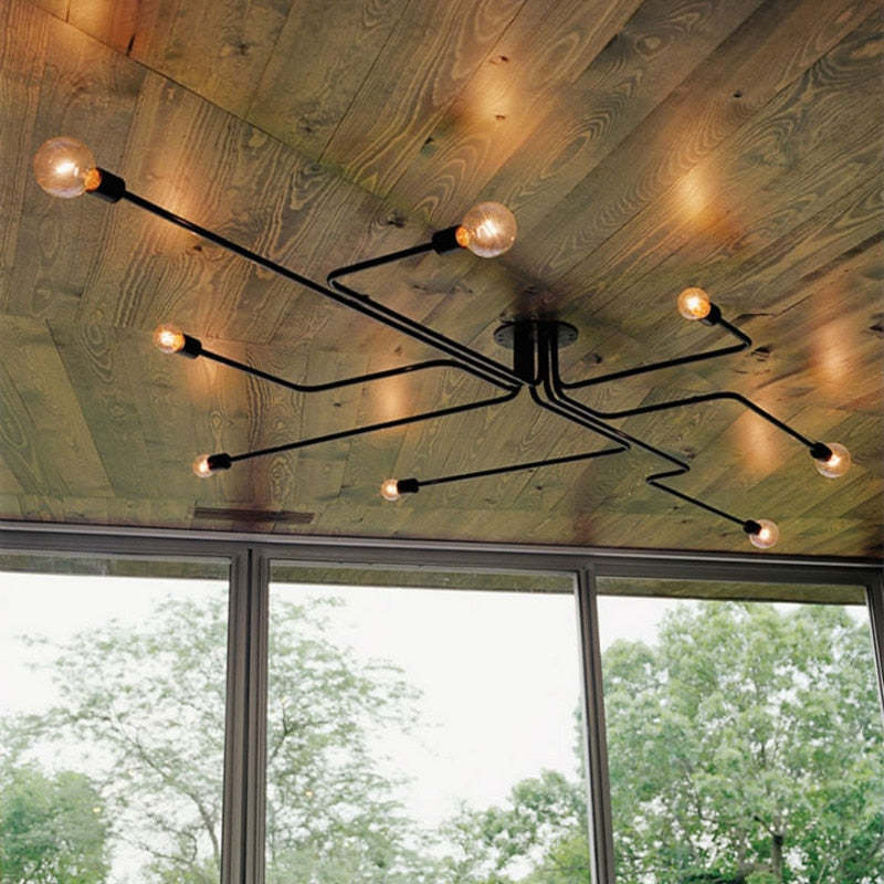 Industrial Black Ceiling Light Modern Multi Arm Sputnik Lamp - Image 11