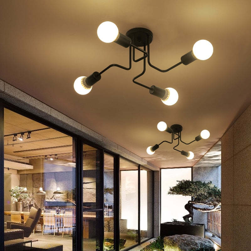 Industrial Black Ceiling Light Modern Multi Arm Sputnik Lamp - Image 2