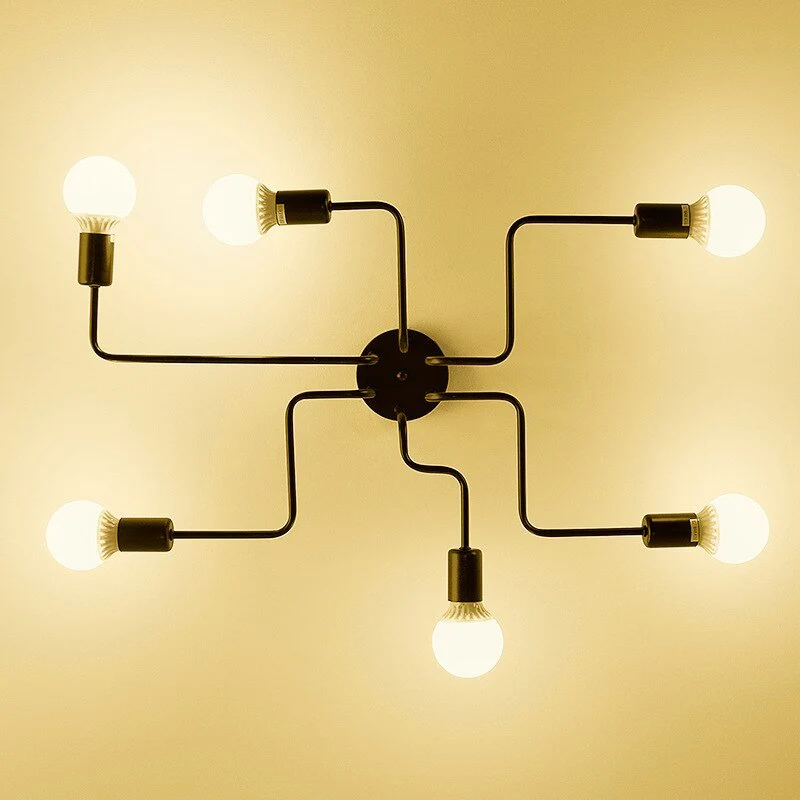 Industrial Black Ceiling Light Modern Multi Arm Sputnik Lamp - Image 6