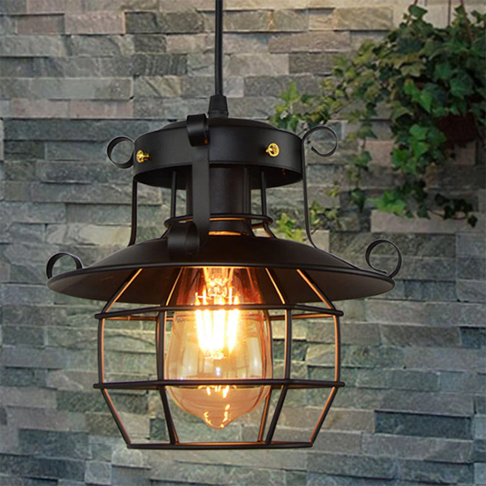 Industrial Pendant Lamp Retro Metal Cage Design - Image 3