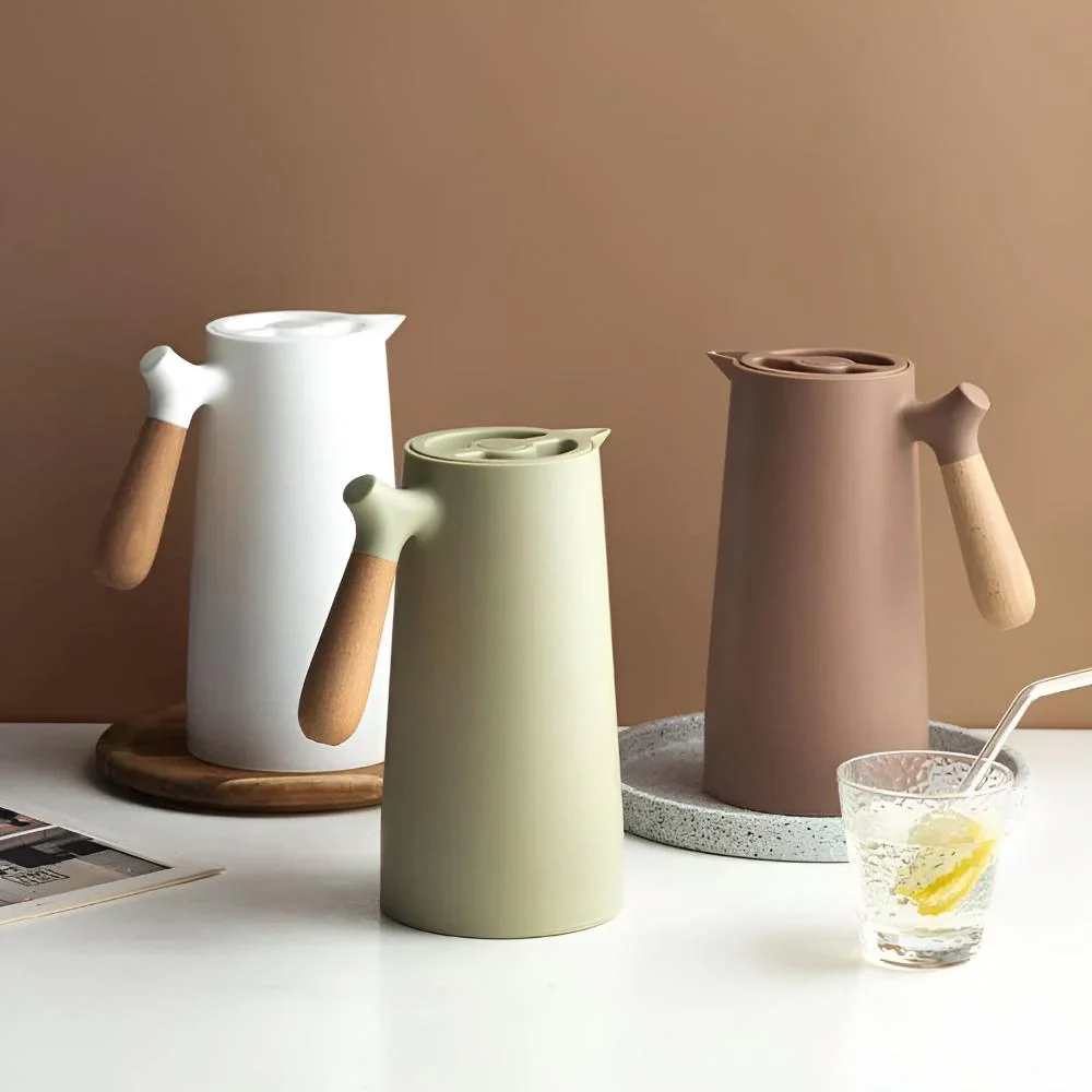 Insulated Thermal Carafe with Wooden Handle Coffee Pot - Image 4