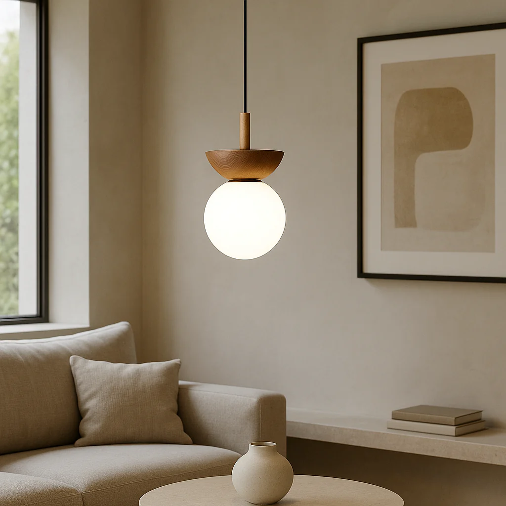 Japandi Wooden Globe Pendant Light - Image 5