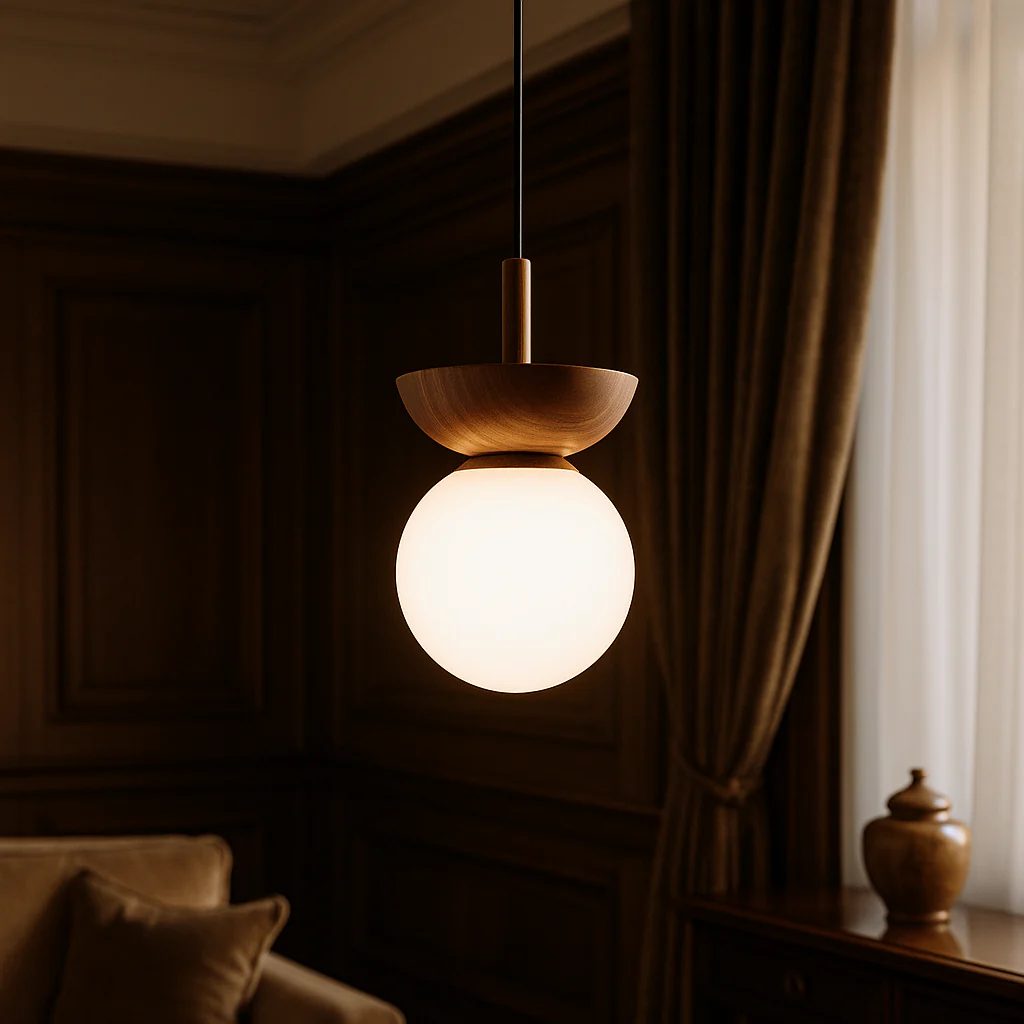Japandi Wooden Globe Pendant Light - Image 7