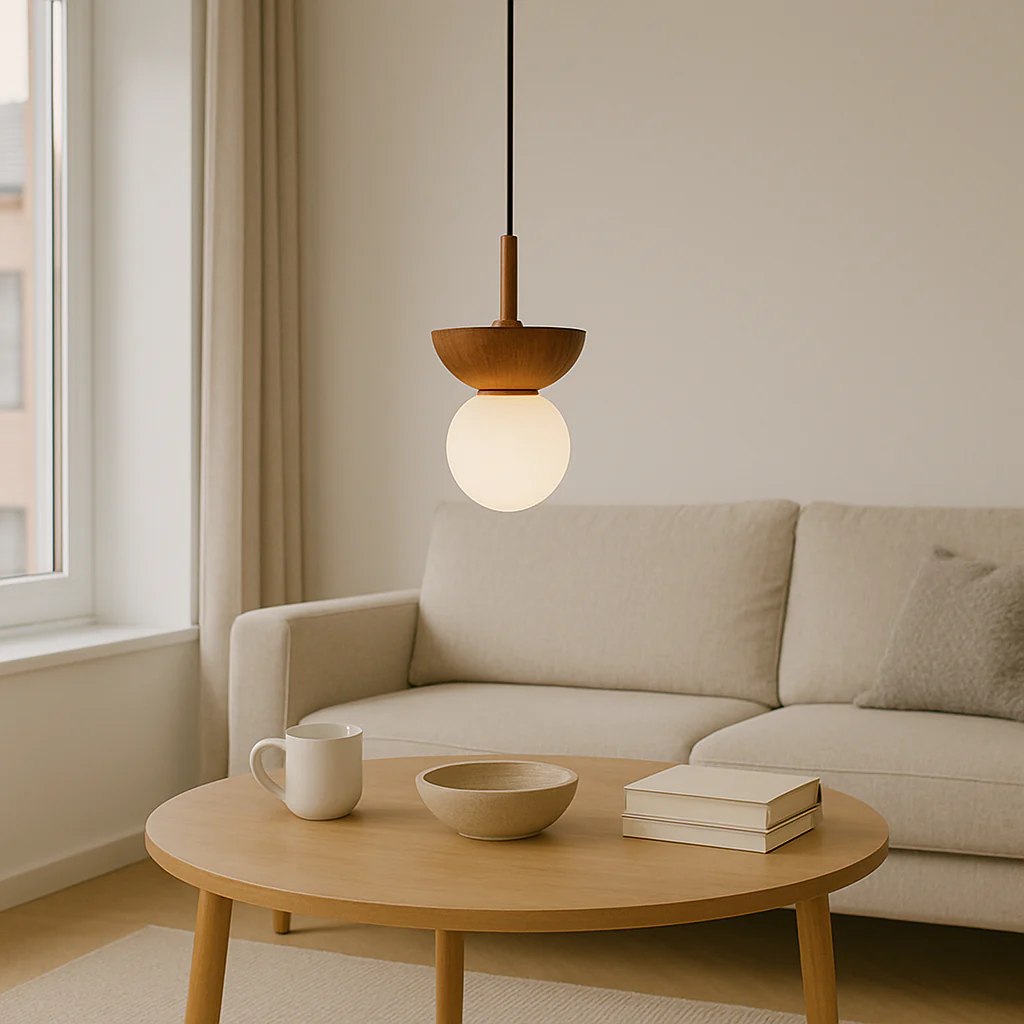 Japandi Wooden Globe Pendant Light - Image 8