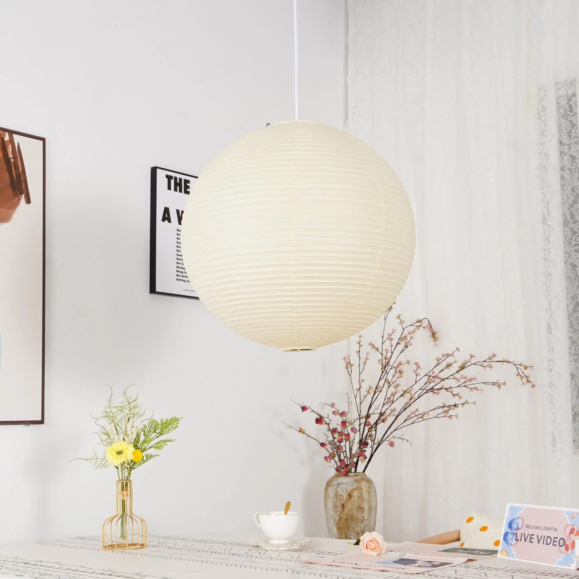 Japanese Inspired Paper Pendant Lamp Soft Ambient Light - Image 20